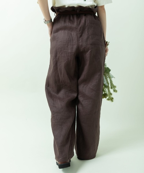 PAR ICI(パーリッシィ)の「フレンチリネン ペーパーバッグパンツ(セットアップ対応)(その他パンツ・レディース・ダークブラウン/レッド/アイボリー・FREE)」の6枚目の写真