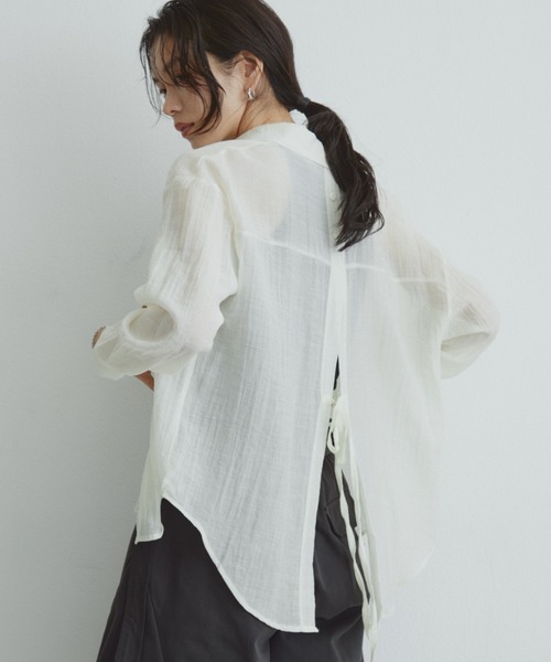 DRWCYS(ドロシーズ)の「【冷房・気温差対策】バックデザインシアーカラーシャツ(シャツ/ブラウス・レディース・ライトイエロー/ベビーピンク/ライトブルー・FREE)」の11枚目の写真