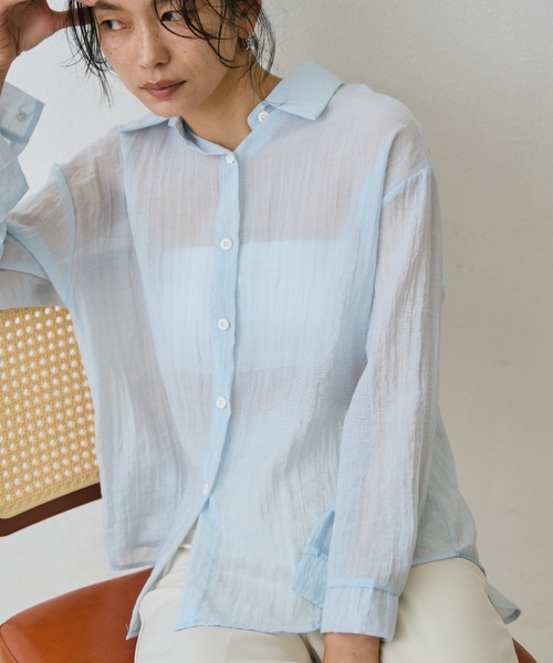 DRWCYS(ドロシーズ)の「【冷房・気温差対策】バックデザインシアーカラーシャツ(シャツ/ブラウス・レディース・ライトイエロー/ベビーピンク/ライトブルー・FREE)」の19枚目の写真