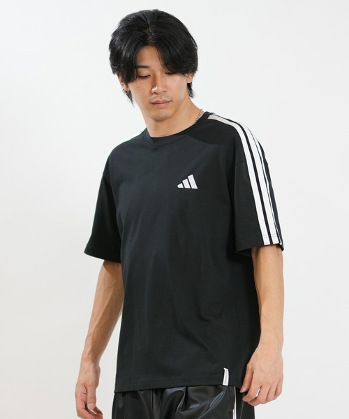 adidas（アディダス）の「adidas/アディダス 半袖 Tシャツ エッセンシャルズ プラス ルーズフィット スリーストライプス シングルジャージー U4243（Tシャツ/カットソー・メンズ・ブラック・2XL/XL/L/M）」の4枚目の写真