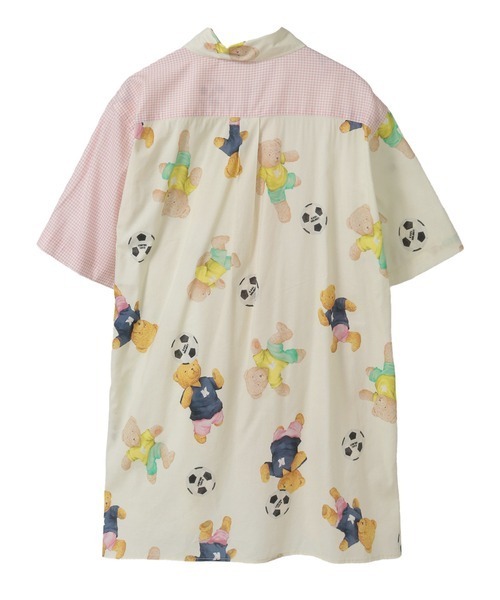 KARL HELMUT（カールヘルム）の「サッカーくまプリントパッチワークシャツブラウス（シャツ/ブラウス・メンズ・キナリ/レッド/ネイビー・LARGE/MEDIUM）」の5枚目の写真