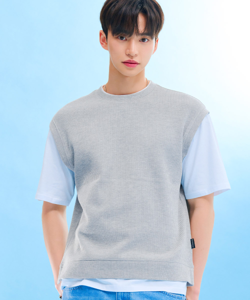 CHASECULT(チェイスカルト)の「メンズレイヤード半袖Tシャツ-FBRK5813D0B(Tシャツ/カットソー・メンズ・ライトグレー・95/100/105/110)」の3枚目の写真