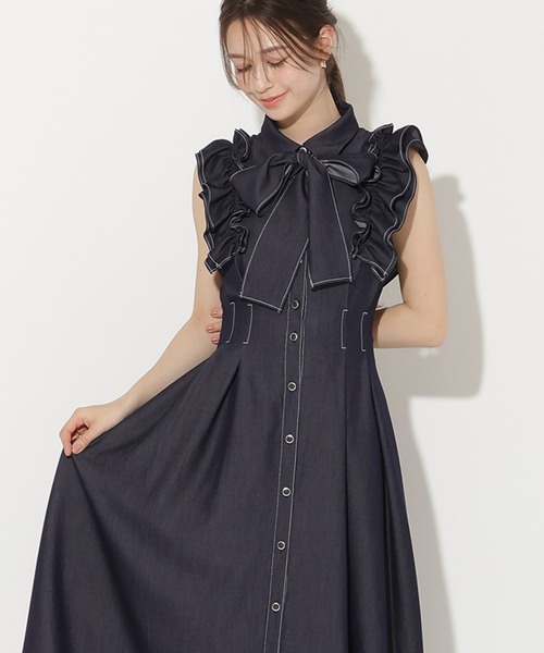 WILLSELECTION(ウィルセレクション)の「フリルスリーブボウタイシャツワンピース(ワンピース・レディース・ネイビー/ブルー系その他/ホワイト系その他/ブラック系その他/ブラウン・FREE)」の1枚目の写真