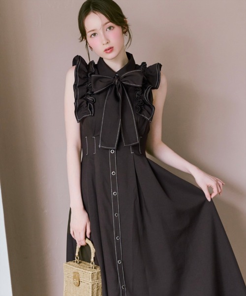 WILLSELECTION(ウィルセレクション)の「フリルスリーブボウタイシャツワンピース(ワンピース・レディース・ネイビー/ブルー系その他/ホワイト系その他/ブラック系その他/ブラウン・FREE)」の4枚目の写真