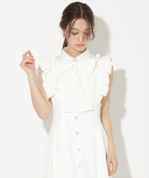 WILLSELECTION(ウィルセレクション)の「フリルスリーブボウタイシャツワンピース(ワンピース・レディース・ネイビー/ブルー系その他/ホワイト系その他/ブラック系その他/ブラウン・FREE)」の10枚目の写真