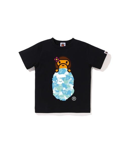 A BATHING APE(アベイシングエイプ)の「ABC LISA CAMO LISA ON APE HEAD TEE(Tシャツ/カットソー・キッズ・ブラック×ピンク/ブラック×ブルー/ホワイト×ピンク/ホワイト×ブルー・140/90/100/120/110/130)」の3枚目の写真