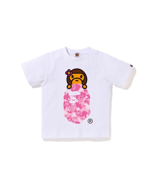 A BATHING APE(アベイシングエイプ)の「ABC LISA CAMO LISA ON APE HEAD TEE(Tシャツ/カットソー・キッズ・ブラック×ピンク/ブラック×ブルー/ホワイト×ピンク/ホワイト×ブルー・140/90/100/120/110/130)」の2枚目の写真