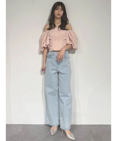 MERCURYDUO(マーキュリーデュオ)の「2WAYラメツイルオフショルベアブラウス(シャツ/ブラウス・レディース・ネイビー/オフホワイト/ピンク・FREE)」の16枚目の写真