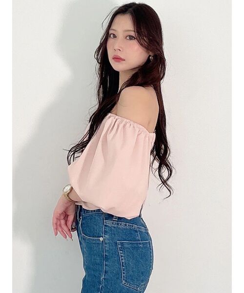 MERCURYDUO(マーキュリーデュオ)の「2WAYラメツイルオフショルベアブラウス(シャツ/ブラウス・レディース・ネイビー/オフホワイト/ピンク・FREE)」の21枚目の写真