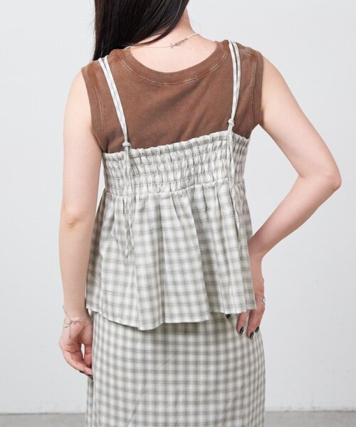 Kastane(カスタネ)の「【一部店舗限定/チェック&無地/セットアップ対応】B シャドウチェックギャザービスチェ(その他トップス・レディース・ブルー/グリーン/ブラック・FREE)」の17枚目の写真