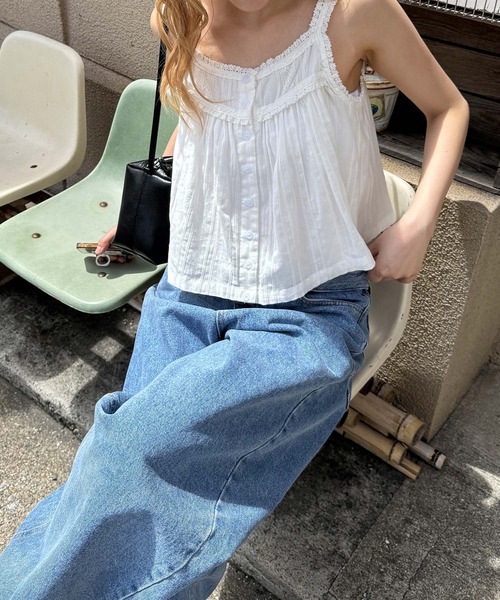 CANAL JEAN(キャナルジーン)の「El mar コットンレースフレアキャミ(キャミソール・レディース・アイボリー・ONE SIZE)」の4枚目の写真