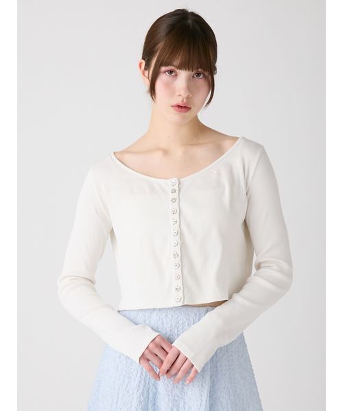 FURFUR(ファーファー)の「PlaX(TM)リブカーディガン(カーディガン/ボレロ・レディース・ネイビー/ホワイト/ブラウン/ライム・F)」の2枚目の写真