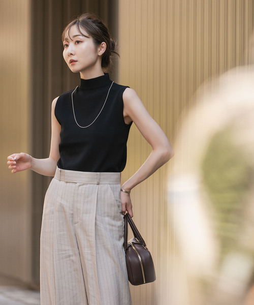 Noble(ノーブル)の「《追加》【洗える】ボトルネックスリーブレスニット2(ニット/セーター・レディース・モカ/アイボリー/ブラック・FREE)」の7枚目の写真