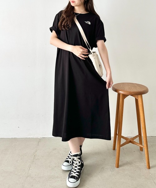 THE NORTH FACE（ザノースフェイス）の「THE NORTH FACE(ザ・ノースフェイス)/ロゴプリント 半袖Tシャツ ワンポイント 膝下ワンピ ロングワンピース/W'S DAYCOTTON S/S DRESS（ワンピース・レディース・ブラック/ダークベージュ/チャコールグレー・L/XL/M/S）」の6枚目の写真