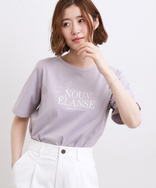 grove（グローブ）の「【吸水速乾・UVカット・接触冷感・マシンウォッシャブル】ベーシックMIXロゴプリントT（Tシャツ/カットソー・レディース・ホワイト系5/ブラウン系その他/ブラック/パープル/オフホワイト・04/05/03/02/01）」の5枚目の写真