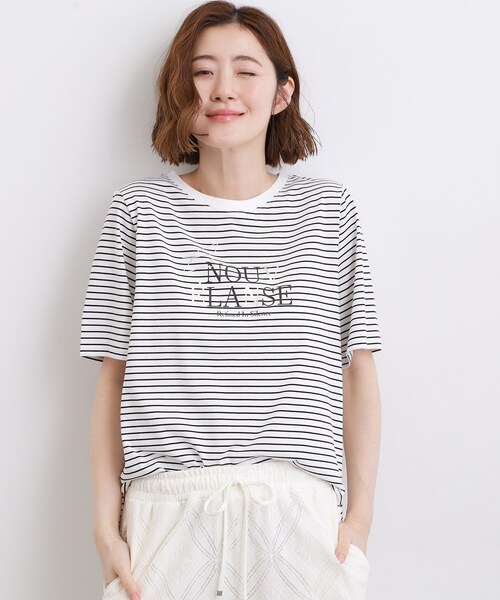 grove（グローブ）の「【吸水速乾・UVカット・接触冷感・マシンウォッシャブル】ベーシックMIXロゴプリントT（Tシャツ/カットソー・レディース・ホワイト系5/ブラウン系その他/ブラック/パープル/オフホワイト・04/05/03/02/01）」の16枚目の写真