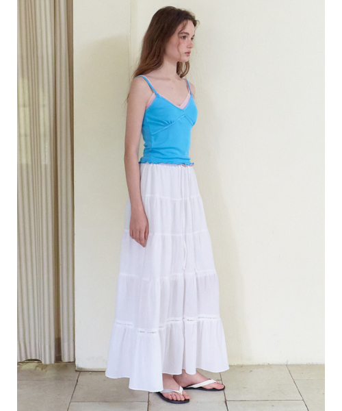 ETMON(エトモン)の「Crinkle Tiered Long Skirt, White(スカート・レディース・その他・F)」の2枚目の写真