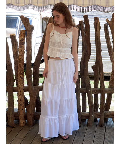 ETMON(エトモン)の「Crinkle Tiered Long Skirt, White(スカート・レディース・その他・F)」の5枚目の写真