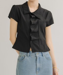 【シンプルなのに華やか見え◎】フロントタックコンパクトシャツ