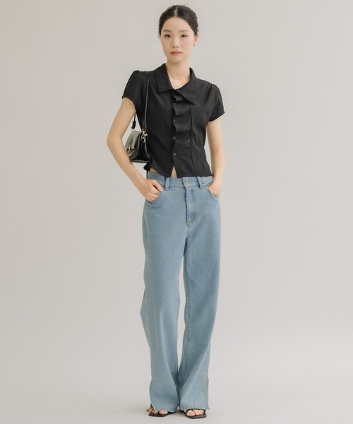 NEUNA(ヌナ)の「【シンプルなのに華やか見え◎】フロントタックコンパクトシャツ(シャツ/ブラウス・レディース・ブラック/アイボリー・FREE)」の13枚目の写真