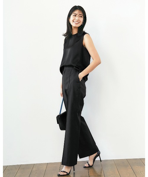 DoCLASSE（ ドゥクラッセ）の「リネン混オックス・ワイドストレート／75cm（その他パンツ・レディース・ホワイト/ブラック/ブルー/ライトブルー・7/11/13/9）」の9枚目の写真