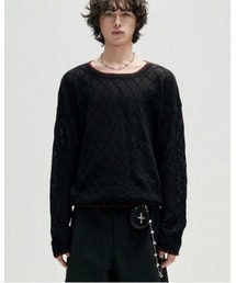 NOT4NERD（ノットフォーナード）の「NOT4NERD/ノットフォーナード/Distressed Contrast Hand Stitch Knit（ニット/セーター）」