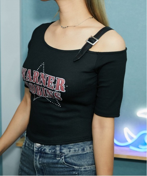GORGE(ゴージ)の「《肩ベルト・華奢見え》ロゴリブカットソー/ストリート×Y2K/春夏/全3色(Tシャツ/カットソー・レディース・オフホワイト/グレー/ブラック・F)」の16枚目の写真