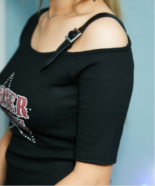 GORGE(ゴージ)の「《肩ベルト・華奢見え》ロゴリブカットソー/ストリート×Y2K/春夏/全3色(Tシャツ/カットソー・レディース・オフホワイト/グレー/ブラック・F)」の19枚目の写真