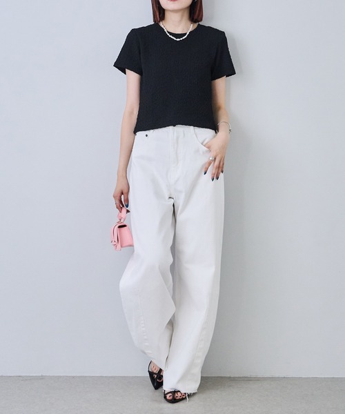 each（イーチ）の「ベロアリボンポップコーン半袖Tシャツ（Tシャツ/カットソー・レディース・ブルー/ブラック/ブラウン/アイボリー・FREE）」の21枚目の写真