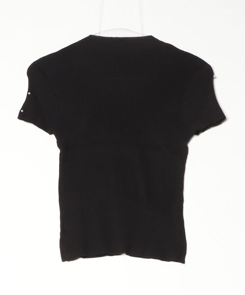 gossip!ロサンゼルス(ゴシップロサンゼルス)の「【Y2Kガーリー】 パール付き ニット クルーネック 半袖(Tシャツ/カットソー・レディース・ブラック・M)」の2枚目の写真