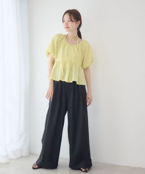 RETRO GIRL(レトロガール)の「ハイウエストタックワイドパンツ(その他パンツ・レディース・ナチュラル/イエロー/ブラック・FREE)」の14枚目の写真