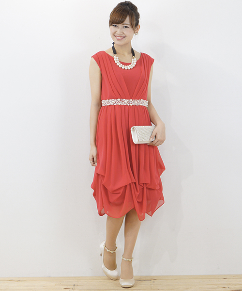 laboratory work（ラボラトリーワーク）の「着丈2WAYバルーンライクワンピース　【結婚式　ワンピース】（ドレス・レディース・レッド/ミント/ネイビー・MEDIUM）」の13枚目の写真