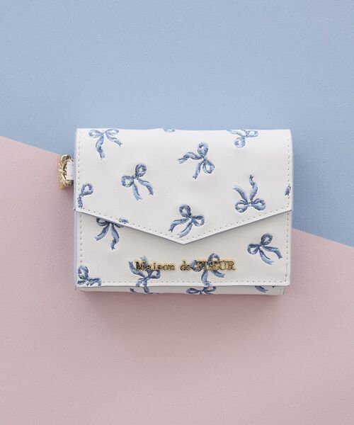 リボン刺繍ミニウォレット（財布）｜Maison de FLEUR（メゾンド