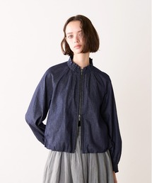 denim frill blouson