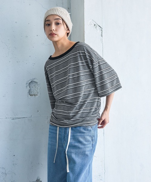 JEANASIS(ジーナシス)の「アソートリンガーボートネックTEE SS/1051164(Tシャツ/カットソー・レディース・イエロー/杢グレー/グレー系その他/ブラック・FREE)」の15枚目の写真