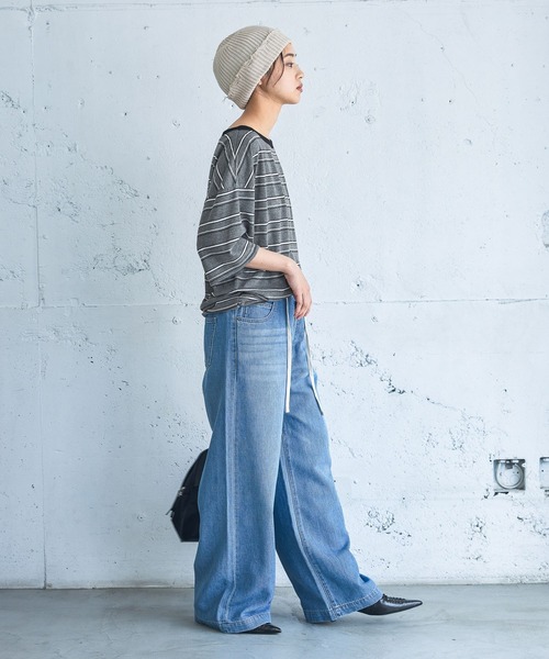 JEANASIS(ジーナシス)の「アソートリンガーボートネックTEE SS/1051164(Tシャツ/カットソー・レディース・イエロー/杢グレー/グレー系その他/ブラック・FREE)」の14枚目の写真