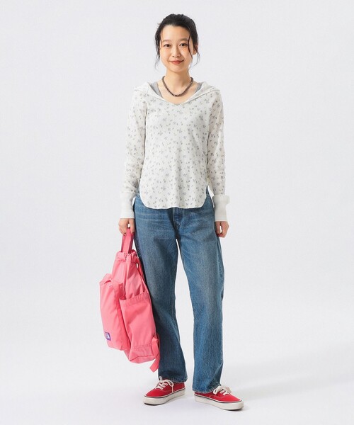 BEAMS BOY(ビームスボーイ)の「フラワー サーマル パーカー(Tシャツ/カットソー・レディース・オフホワイト/ライトグレー・ONE SIZE)」の12枚目の写真
