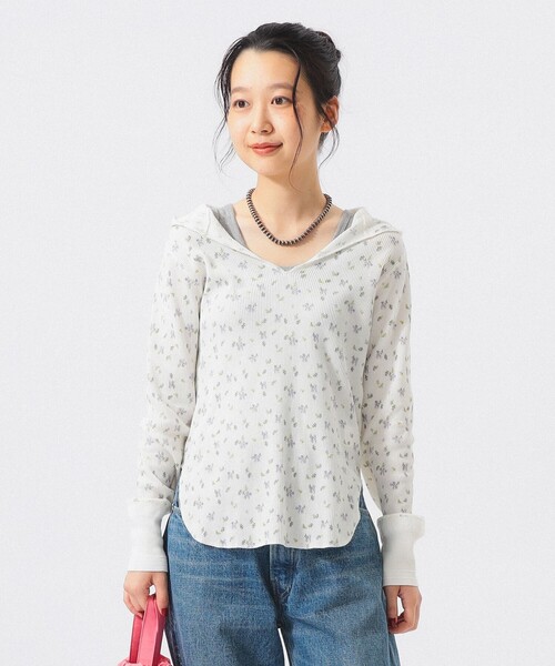 BEAMS BOY(ビームスボーイ)の「フラワー サーマル パーカー(Tシャツ/カットソー・レディース・オフホワイト/ライトグレー・ONE SIZE)」の13枚目の写真