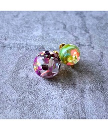 【Willija】金属アレルギー対応《π》一点物球体アートイヤリング(MA)