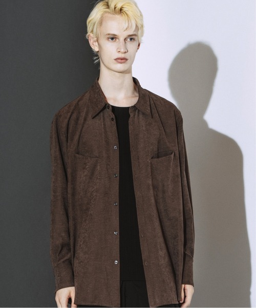 NO ID.（ノーアイディ）の「【NO ID.】Matte Skin Smooth Over Shirt / マット スキン スムース オーバー シャツ（シャツ/ブラウス・メンズ・ブラウン/グレー/ブラック・ONE SIZE）」の6枚目の写真
