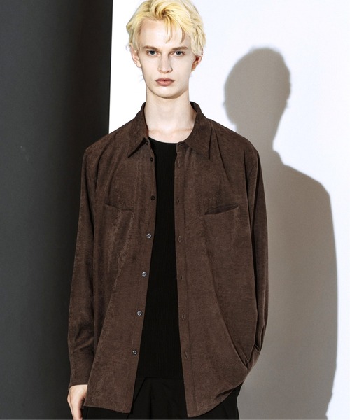 NO ID.（ノーアイディ）の「【NO ID.】Matte Skin Smooth Over Shirt / マット スキン スムース オーバー シャツ（シャツ/ブラウス・メンズ・ブラウン/グレー/ブラック・ONE SIZE）」の7枚目の写真