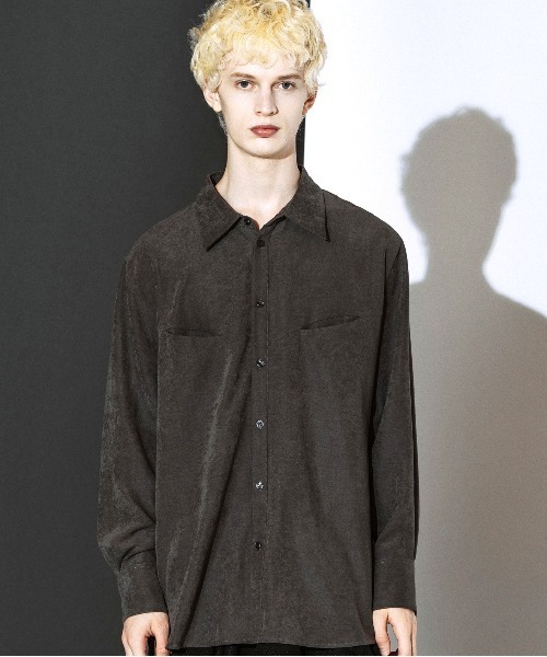 NO ID.（ノーアイディ）の「【NO ID.】Matte Skin Smooth Over Shirt / マット スキン スムース オーバー シャツ（シャツ/ブラウス・メンズ・ブラウン/グレー/ブラック・ONE SIZE）」の9枚目の写真