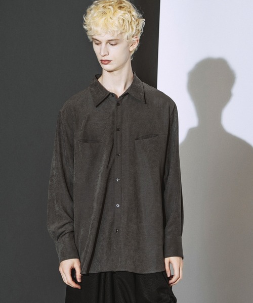 NO ID.（ノーアイディ）の「【NO ID.】Matte Skin Smooth Over Shirt / マット スキン スムース オーバー シャツ（シャツ/ブラウス・メンズ・ブラウン/グレー/ブラック・ONE SIZE）」の10枚目の写真