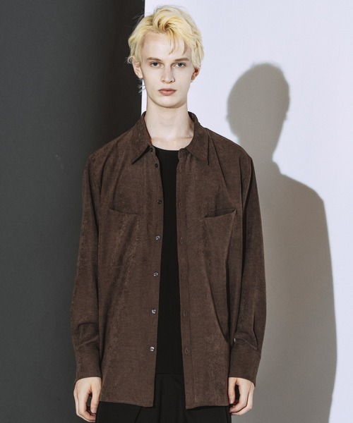 NO ID.（ノーアイディ）の「【NO ID.】Matte Skin Smooth Over Shirt / マット スキン スムース オーバー シャツ（シャツ/ブラウス・メンズ・ブラウン/グレー/ブラック・ONE SIZE）」の19枚目の写真