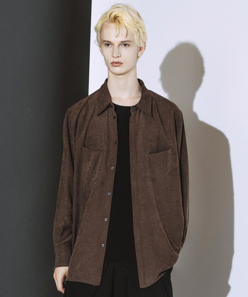 NO ID.（ノーアイディ）の「【NO ID.】Matte Skin Smooth Over Shirt / マット スキン スムース オーバー シャツ（シャツ/ブラウス・メンズ・ブラウン/グレー/ブラック・ONE SIZE）」の21枚目の写真