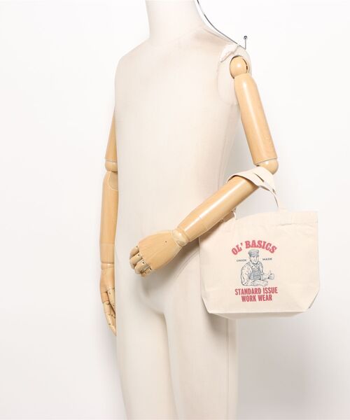 Ol' Basics(オールベーシックス)の「Ol' Basics(オール・ベーシックス) トートバッグ キャンバス ワーカーイラスト ロゴ プリント 鞄 BAG アメカジ メンズ レディース ユニセックス Sサイズ(トートバッグ・レディース・ナチュラル・FREE)」の6枚目の写真