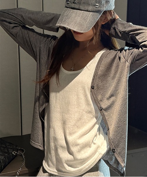 MAISON DE THERESE(メゾン ド テレーズ)の「薄手 UV カットニットカーディガン 長袖アウター 冷房対策(ニット/セーター・レディース・GRAY/Black/モカ/White/KHAKI・M)」の13枚目の写真