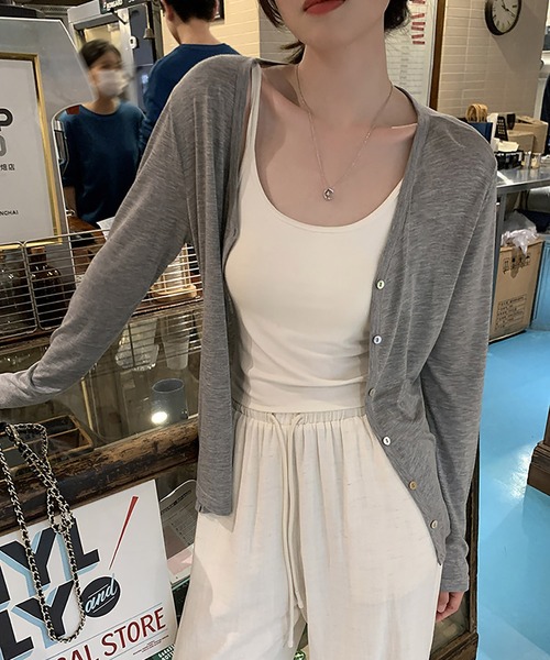 MAISON DE THERESE(メゾン ド テレーズ)の「薄手 UV カットニットカーディガン 長袖アウター 冷房対策(ニット/セーター・レディース・GRAY/Black/モカ/White/KHAKI・M)」の14枚目の写真