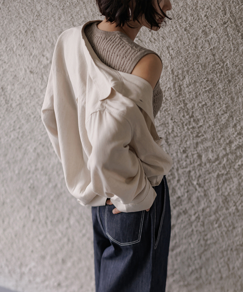 MEMUA（メムア）の「オーバーラインテンセルリネンシャツ（レッド）（シャツ/ブラウス・レディース・ブラック/ベージュ/レッド/アイボリー/オートミール・FREE）」の9枚目の写真