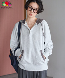 FRUIT OF THE LOOM × FREAK'S STORE/フルーツオブザルーム 別注 ヘンリーネック スウェットパーカー/配色フーディ